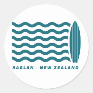 Sticker Rond Raglan Nouvelle Zélande de surf