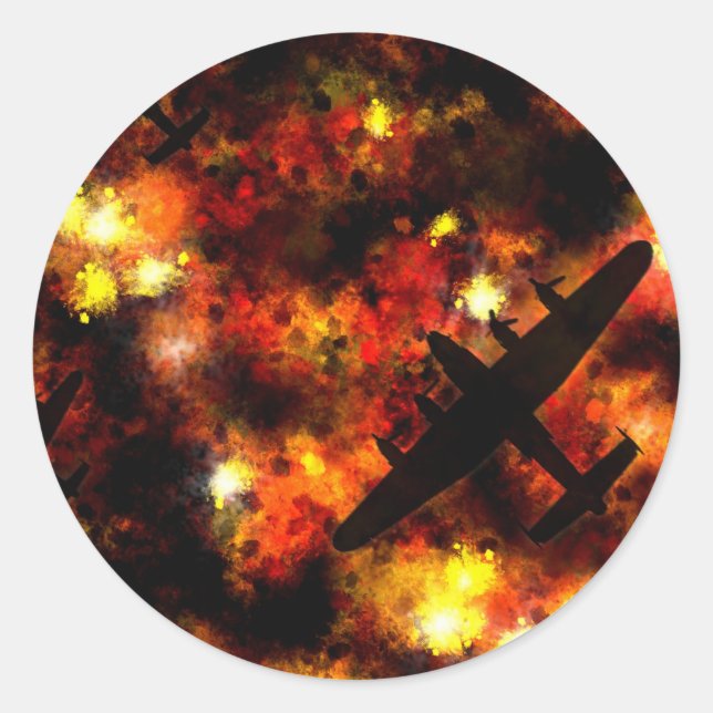 Sticker Rond Raid nocturne de bombardier Lancaster (Devant)
