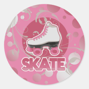 Sticker Rond Raie de rouleau rose de remous de bulle, patinant