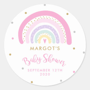 Sticker Rond Rainbow Baby shower Pastel
