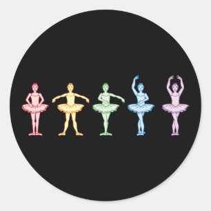 Sticker Rond Rainbow Ballerinas
