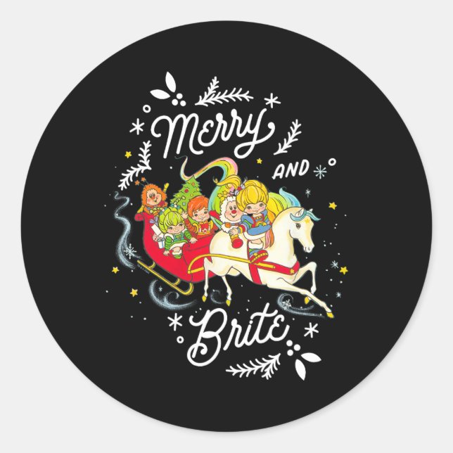 Sticker Rond Rainbow Brite Noël Joyeux Et Brite Sleigh Rid (Devant)