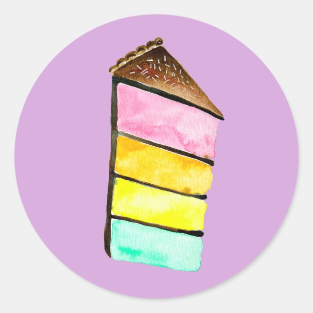 Sticker Rond Rainbow Cake watercolor (Devant)