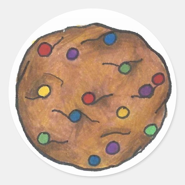 Sticker Rond Rainbow Chocolate Chip Cookie Foodie Pride Baking (Devant)