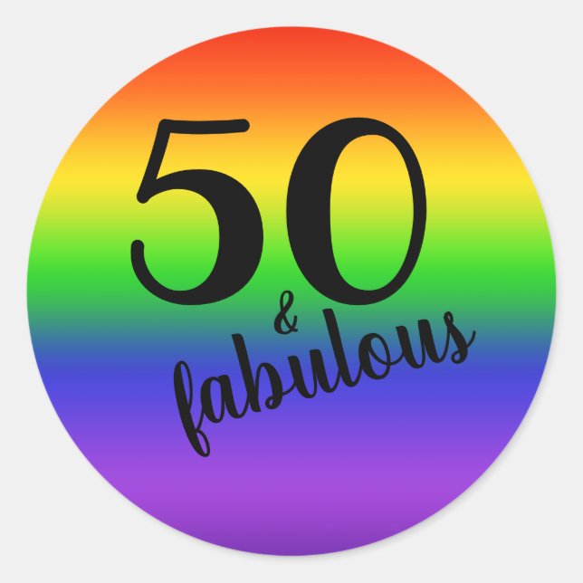 Sticker Rond Rainbow Cinquante et fabuleux 50e anniversaire (Devant)