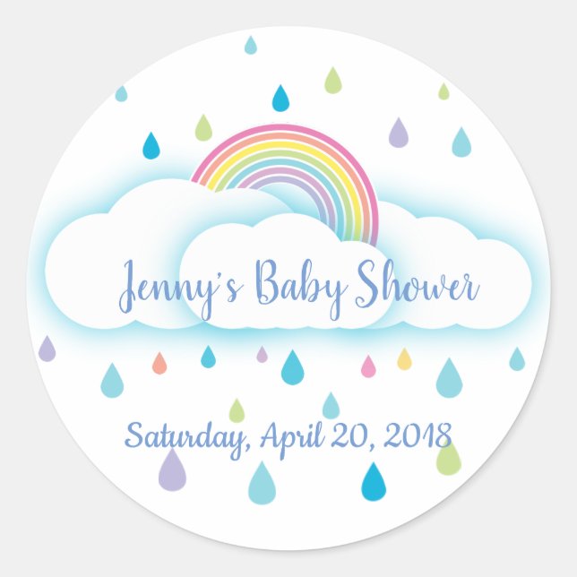 Sticker Rond Rainbow Cloud Rainbow Baby shower Arc-en-ciel Enre (Devant)