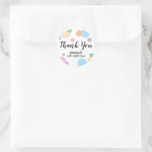 Sticker Rond Rainbow Confetti Anniversaire de enfant Party Merc