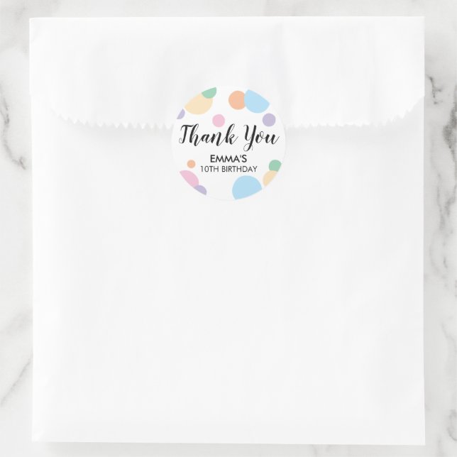 Sticker Rond Rainbow Confetti Anniversaire de enfant Party Merc (Sac)