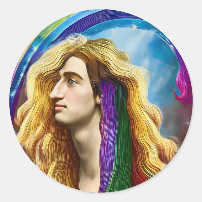 Sticker Rond Rainbow Deity Homme Of All love Imaginaire Art (Devant)
