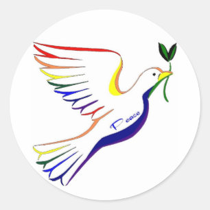 Sticker Rond Rainbow Dove