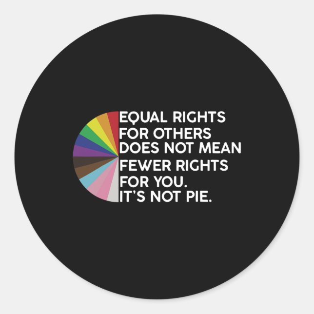 Sticker Rond Rainbow Égalité des droits C'est pas à la tarte Lg (Devant)