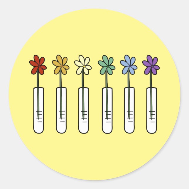Sticker Rond Rainbow Flower and Beaker Scientifique (Devant)
