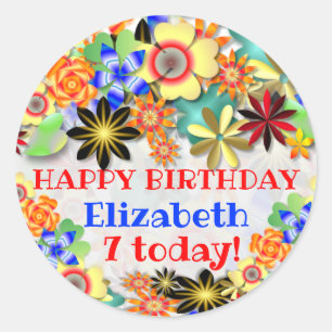 Sticker Rond Rainbow Garden Age des enfants Anniversaire