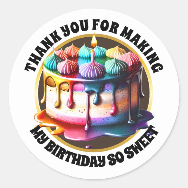 Sticker Rond Rainbow gâteau meringue dessert bonbons enfants mo (Devant)