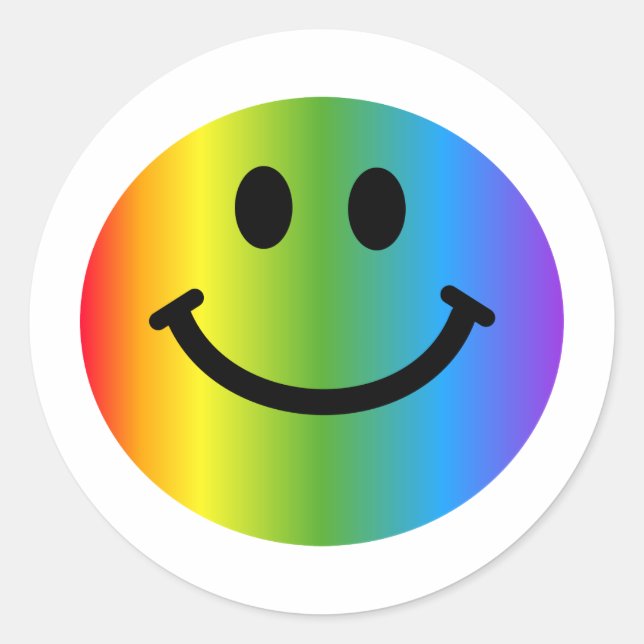 Sticker Rond Rainbow Happy Face (Devant)