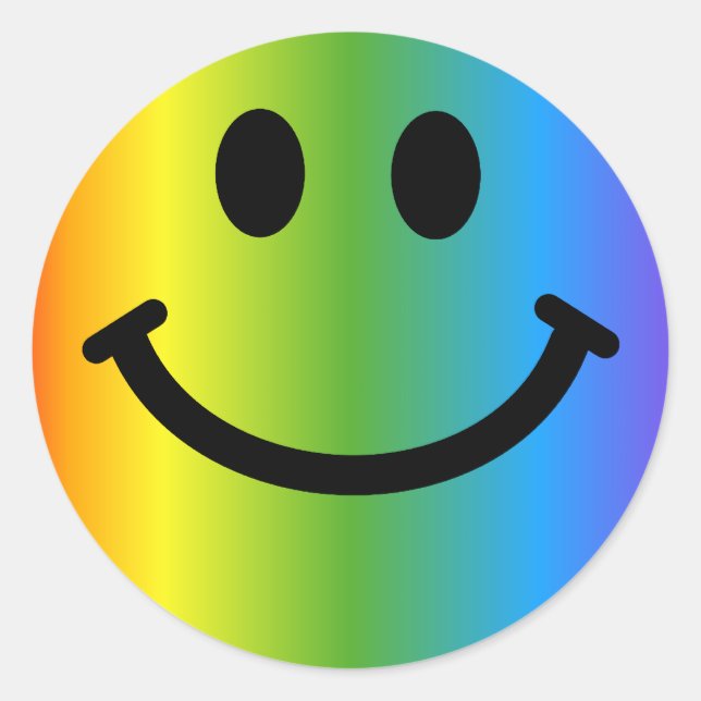 Sticker Rond Rainbow Happy Face (Devant)