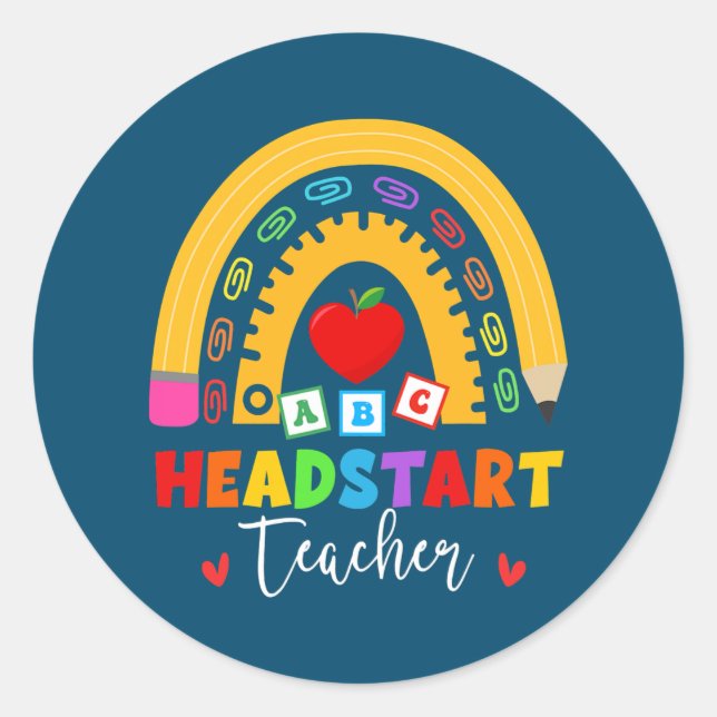 Sticker Rond Rainbow Head Start Professeur Headstart Premier jo (Devant)
