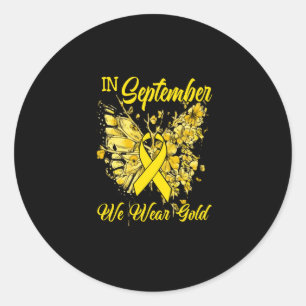 Sticker Rond Rainbow In Septembre We Wear Gold Childhood Cancer