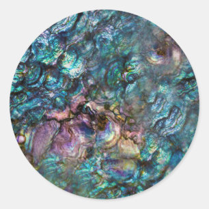 Sticker Rond Rainbow Iridescente Abalone Sea Shell Beach