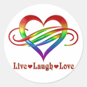 Sticker Rond Rainbow live Laugh Love