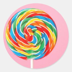 Sticker Rond Rainbow Lollipop