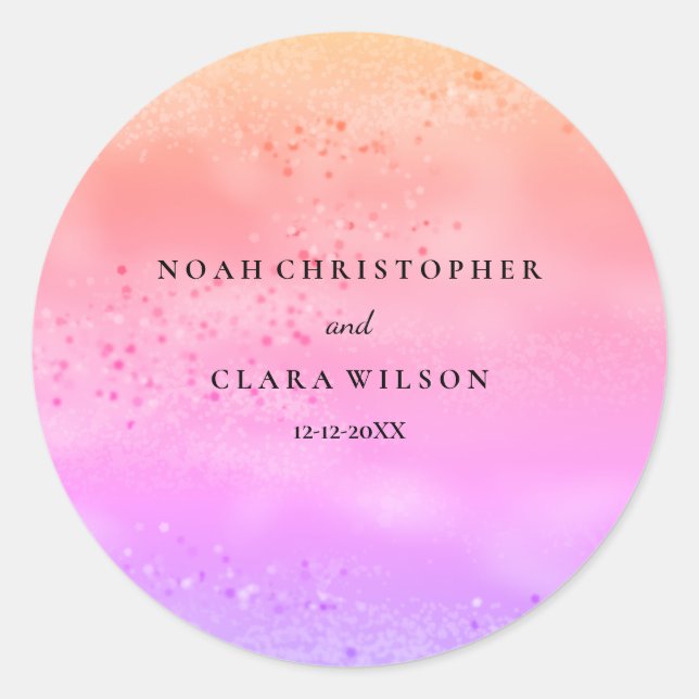 Sticker Rond Rainbow Mariage Colorful l'amour tendance est rose (Devant)