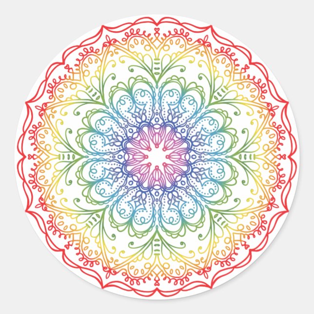 Sticker Rond Rainbow Ombre Mandala (Devant)