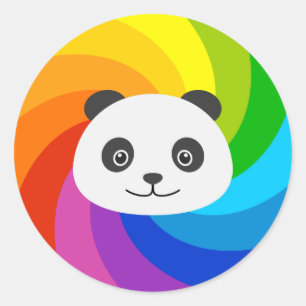 Sticker Rond Rainbow Panda