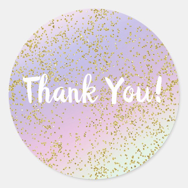 Sticker Rond Rainbow Pastel Gold Parties scintillant Imaginaire (Devant)