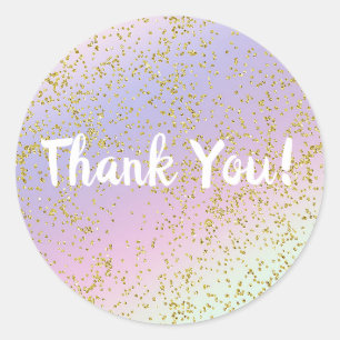 Sticker Rond Rainbow Pastel Gold Parties scintillant Imaginaire