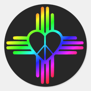 Sticker Rond Rainbow Peace Heart Zia