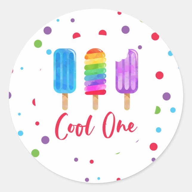 Sticker Rond Rainbow Pop Cool un 1er anniversaire (Devant)