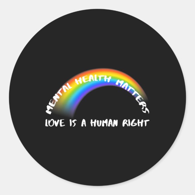 Sticker Rond Rainbow Pride LGBTQ - L'amour est un droit humain (Devant)