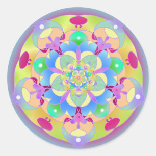 Sticker Rond Rainbow Song Mandala