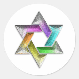 Sticker Rond Rainbow Star de David sur n'importe quelle couleur
