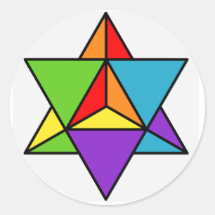 Sticker Rond Rainbow Star Tetrahedron