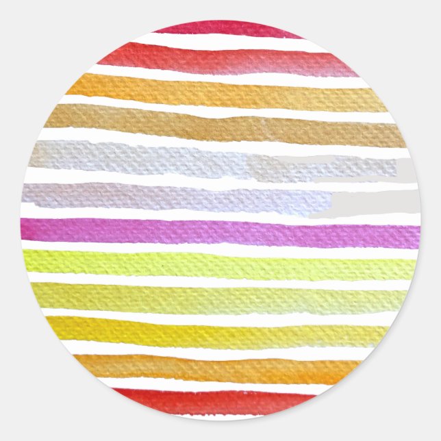 Sticker Rond Rainbow stripes cute watercolor (Devant)
