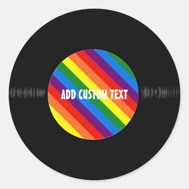 Sticker Rond Rainbow Stripes Retro Vinyl Record Musique personn (Devant)