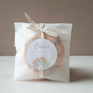 Sticker Rond Rainbow Unicorn Pastel Anniversaire