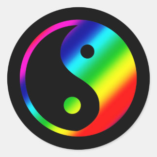 Sticker Rond Rainbow Yin Yang