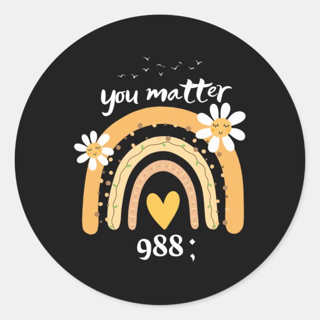 Sticker Rond Rainbow You Problem 988 Suicide Prevention Award (Devant)
