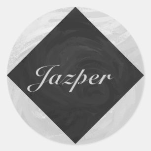 Sticker Rond Rainy Sky Grey et le Monogramme noir