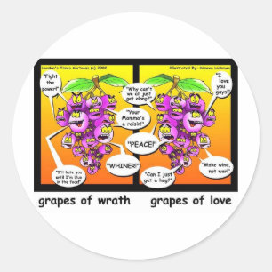Sticker Rond Raisins De Colère, D'Amour, Et De Guerre Dons Amus