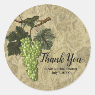 Sticker Rond Raisins verts Rustique Élégant Mariage Fête Favori