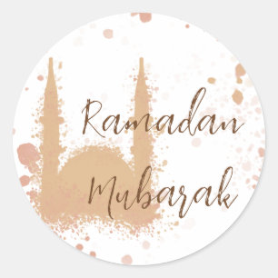 Sticker Rond Ramadan Moubarak Mosquée islamique Design Carte po