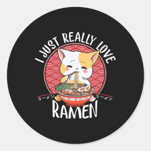 Sticker Rond Ramen Cat Anime Kawaii Japonaise Cadeaux filles Of