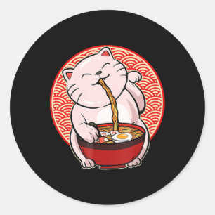 Sticker Rond Ramen Cat Kawaii Anime Japonais Merchandises G