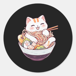 Sticker Rond Ramen Cat Kawaii Neko Mignonne Chemise Anime Pour 
