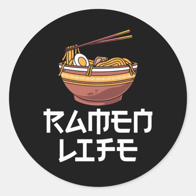 Sticker Rond Ramen Foodie Noodé japonais Amour (Devant)