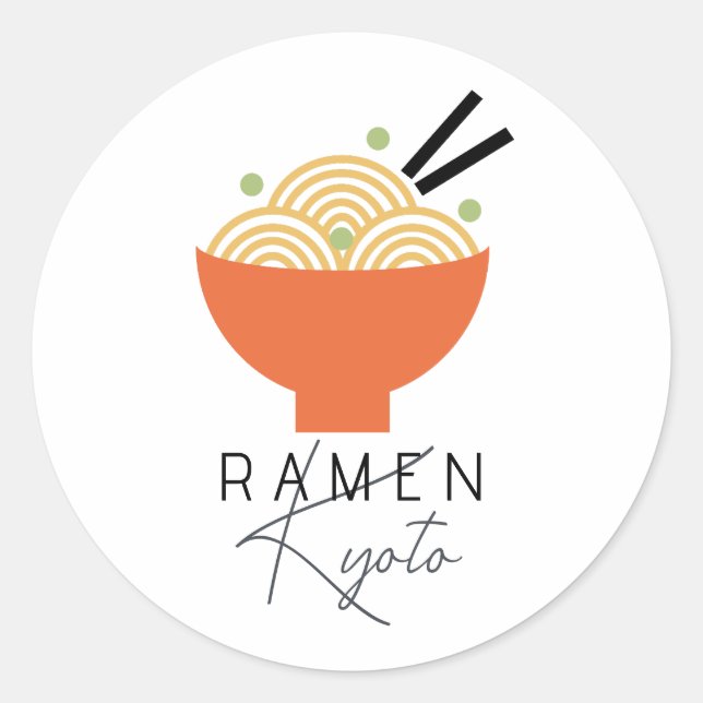 Sticker Rond Ramen/Japanese Restaurant White Modern Business (Devant)